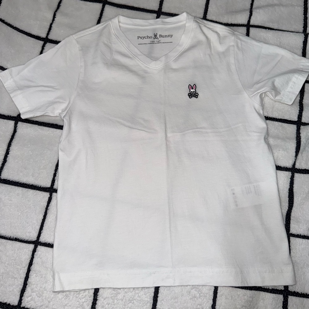 Psycho Bunny Classic White V-Neck Tee